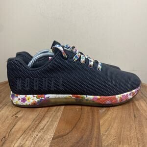 NOBULL Black Outwork Daisy Floral Womens Size 8.5 Athletic Gym Training Shoes